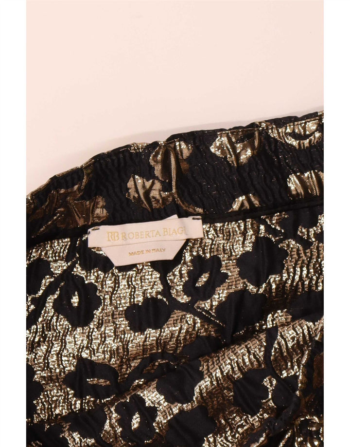Vintage Damen A-Linienrock W30 Mittelschwarz geblümt