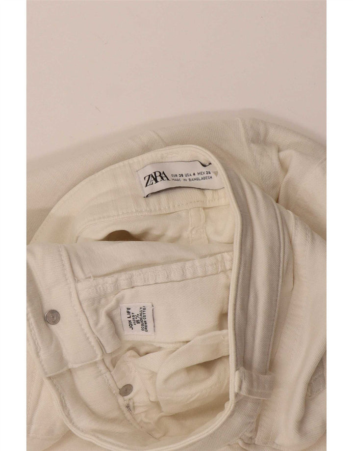 Zara Damen Schlagjeans EU 36 XS W26 L26 Weiß Baumwolle