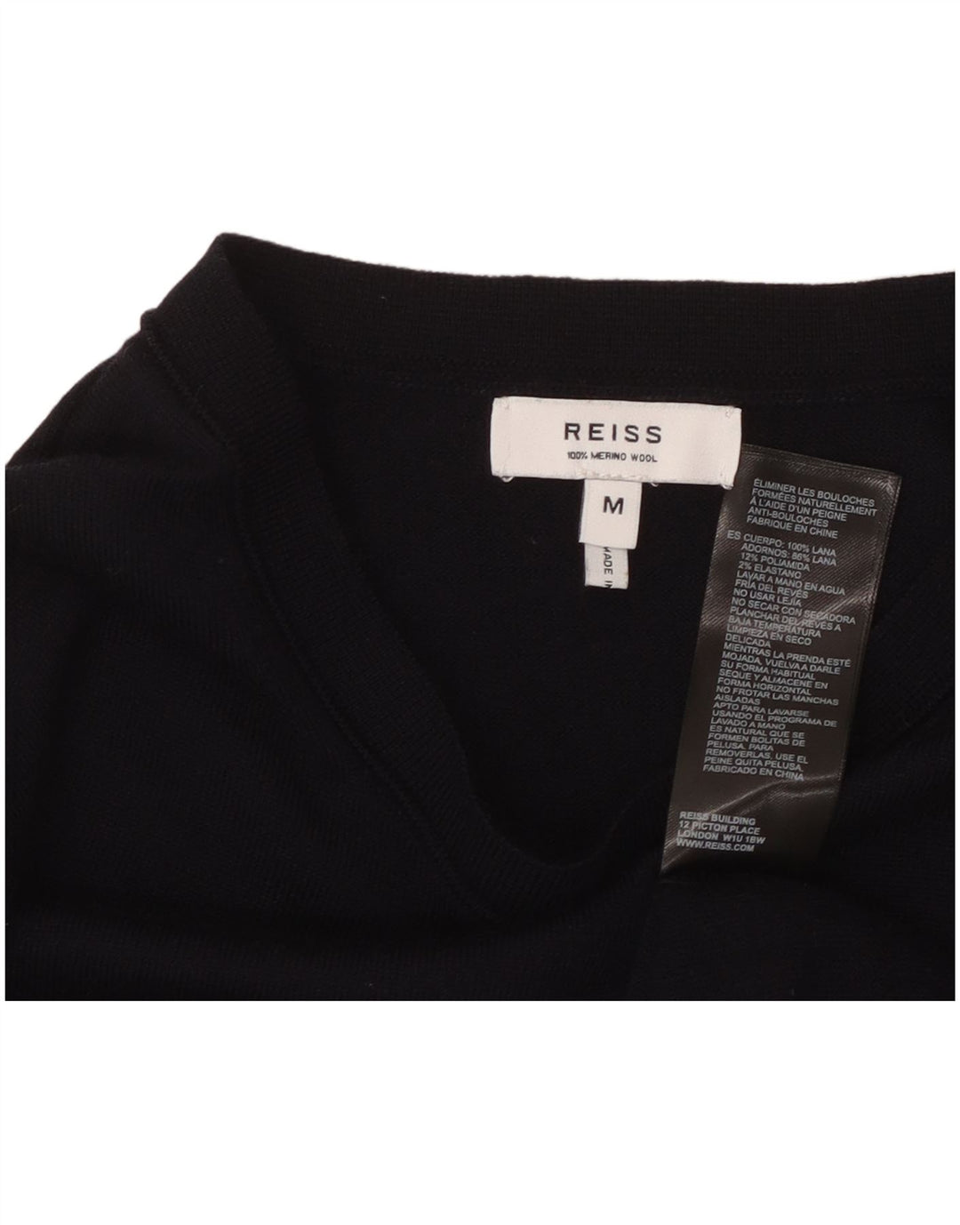 REISS Damen-Pullover mit U-Boot-Ausschnitt, UK 12, mittelmarineblaue Wolle