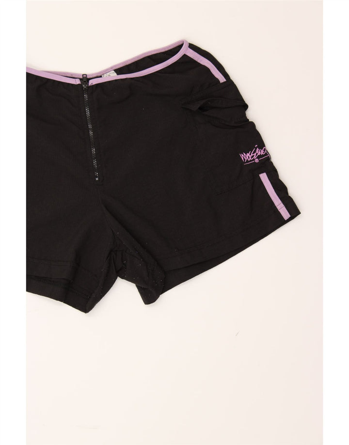 MOSSIMO Womens Graphic Sport Shorts UK 10 Small  Black Vintage Mossimo and Second-Hand Mossimo from Messina Hembry 