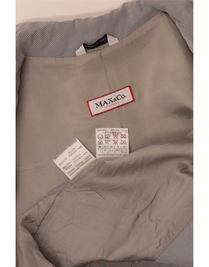 Max & Co. Damen Longline 3-Knopf-Blazerjacke UK 10 Small Graue Viskose