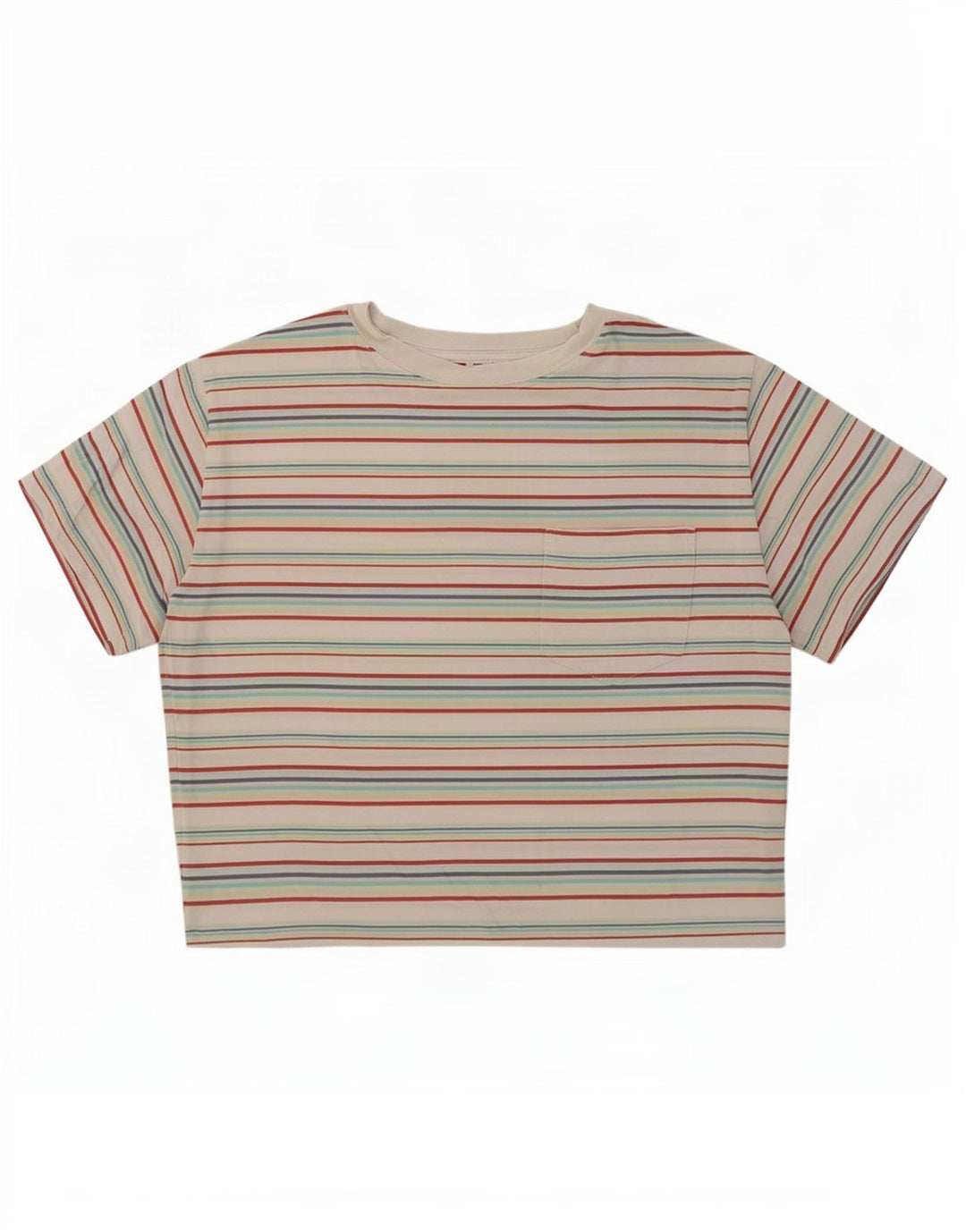 Levi's Damen Crop T-Shirt Top UK 14 Medium Mehrfarbig gestreift aus Baumwolle