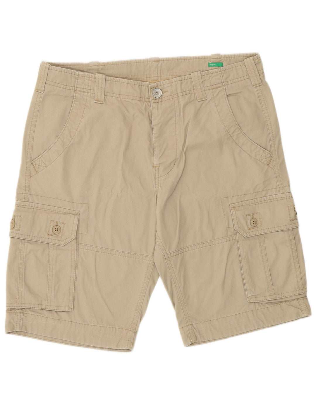 Benetton Herren Cargoshorts IT 48 Medium W32 Beige Baumwolle