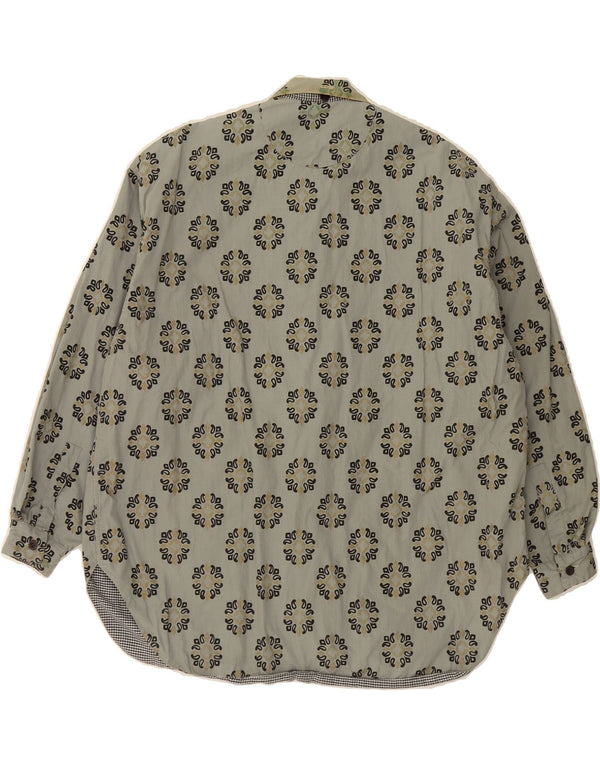 VIA SPIGA Mens Shirt Large Green Paisley