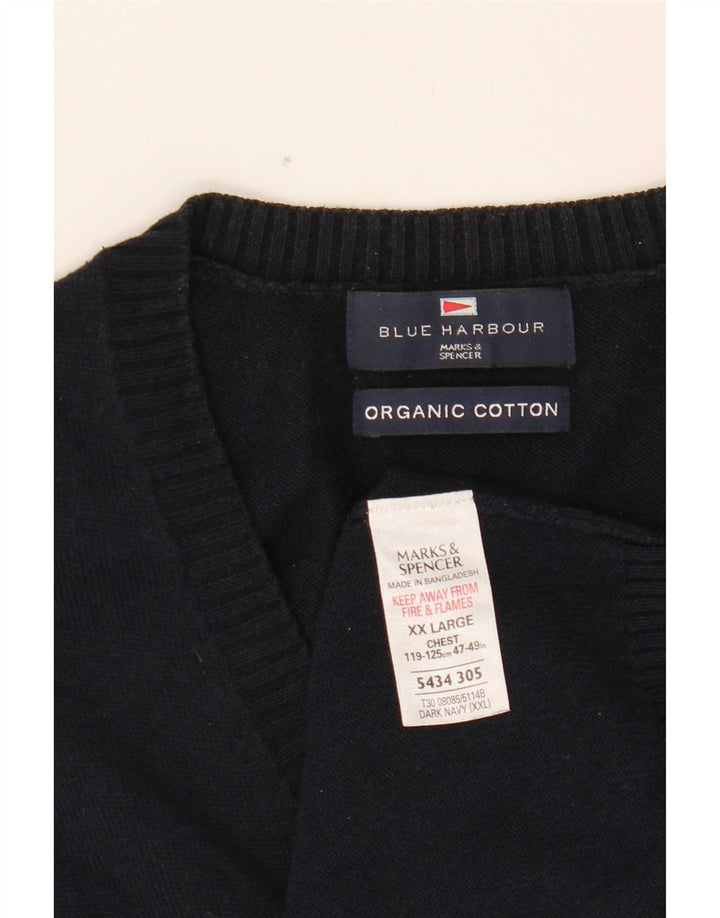 Marks & Spencer Herren Blue Harbour Weste Tank Top 2XL Marineblau Baumwolle