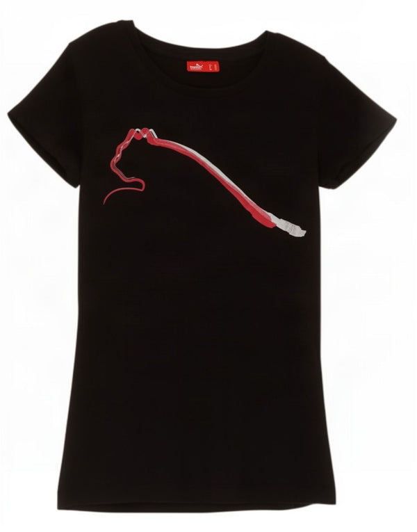 Puma Damen Grafik T-Shirt Top UK 8 Small Schwarz