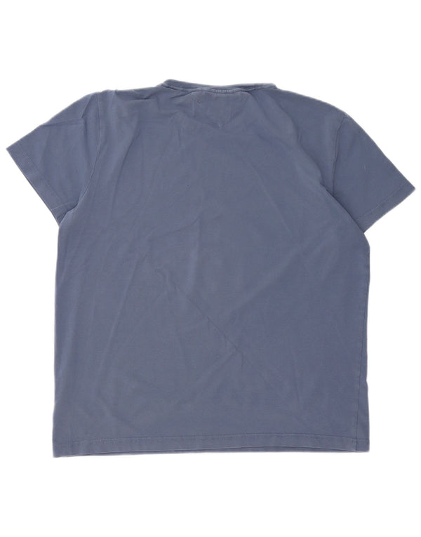 TOMMY HILFIGER Damen Slim Fit T-Shirt Top UK 18 XL Blaue Baumwolle