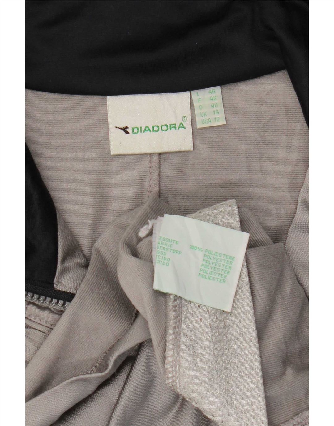 Diadora Damen-Trainingsanzug-Oberteil, übergroß, Jacke, UK 14, Größe L, Grau, Farbblock