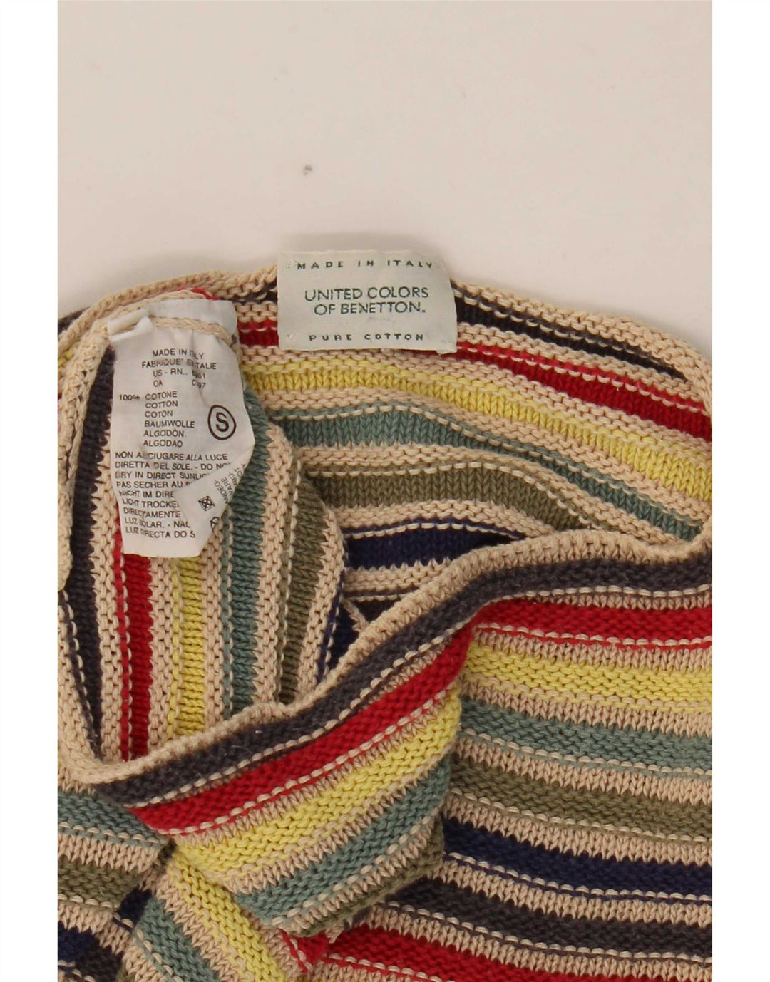 Benetton Damen-Pullover mit U-Boot-Ausschnitt, Gr. 10, Größe S, mehrfarbig