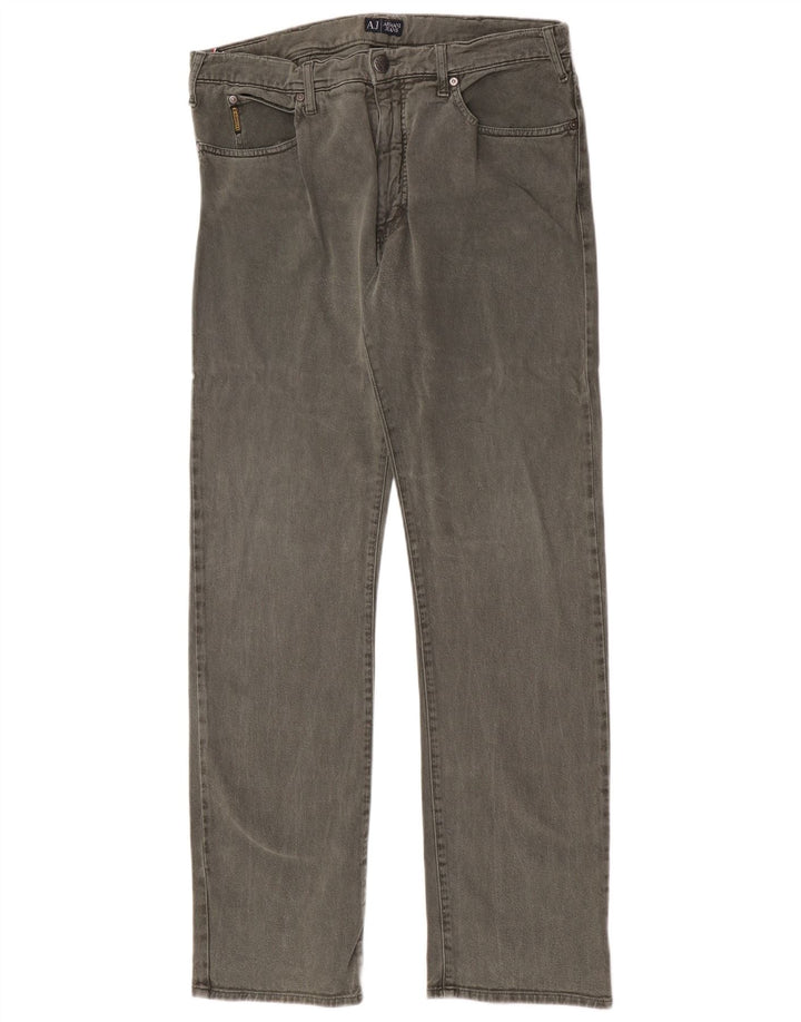 Armani Herren Straight Jeans W36 L34 Grüne Baumwolle