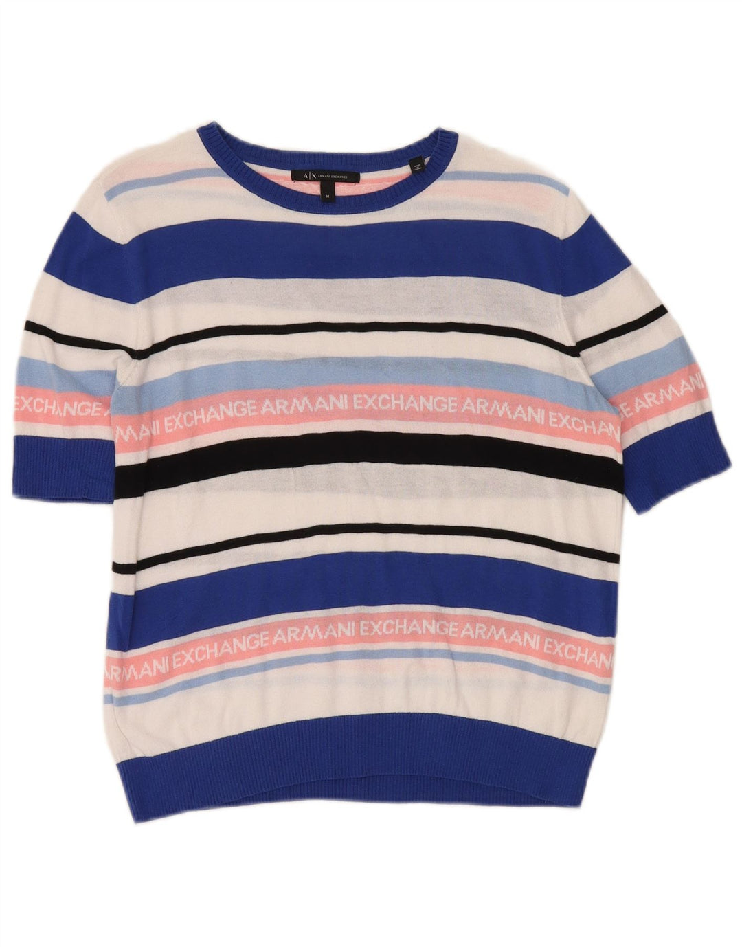 Armani Exchange Damen Pullover mit grafischem U-Boot-Ausschnitt, UK 14, Medium Multic