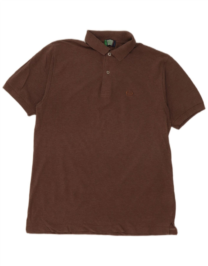 Sergio Tacchini Herren Poloshirt IT 52 Große braune Baumwolle