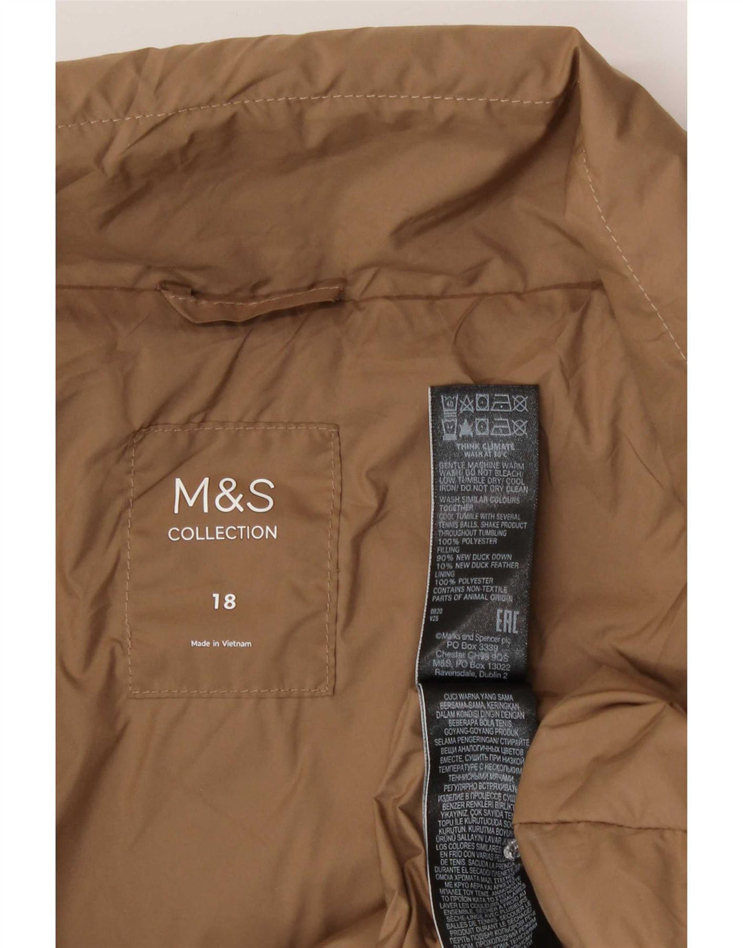 Marks & Spencer Damen Wattierter Mantel UK 18 XL Beige Polyester