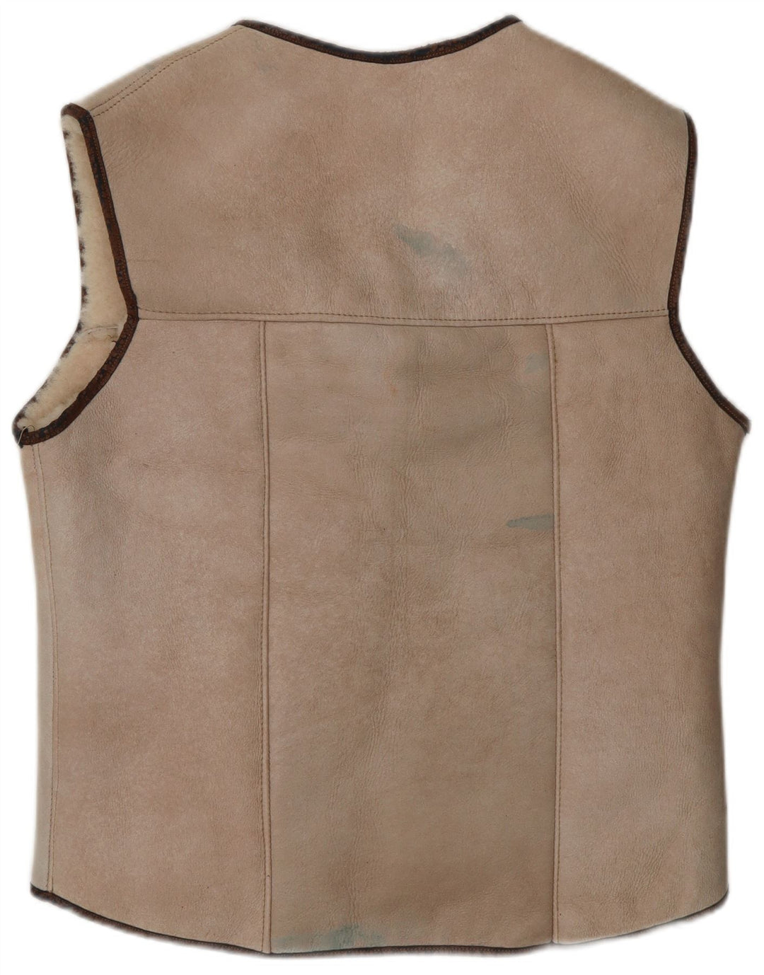 VINTAGE Damen Sherpa Gilet UK 14 Medium Beige