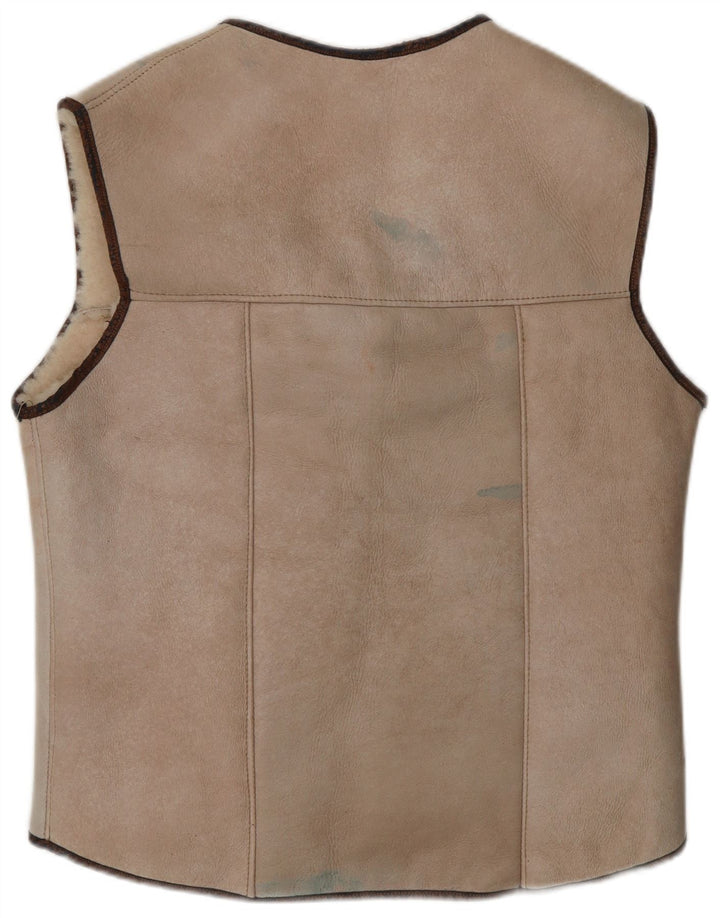 VINTAGE Damen Sherpa Gilet UK 14 Medium Beige