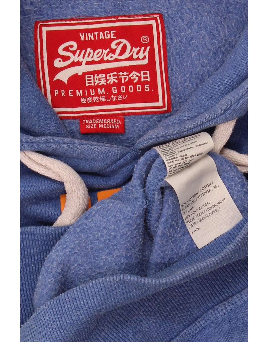 Superdry Herren Grafik-Kapuzenpullover aus mittelblauer Baumwolle