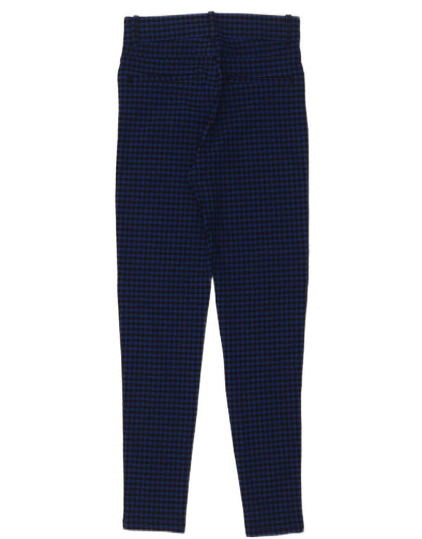Zara Skinny-Freizeithose für Damen, Größe S, W26, L28, blaues Gingham