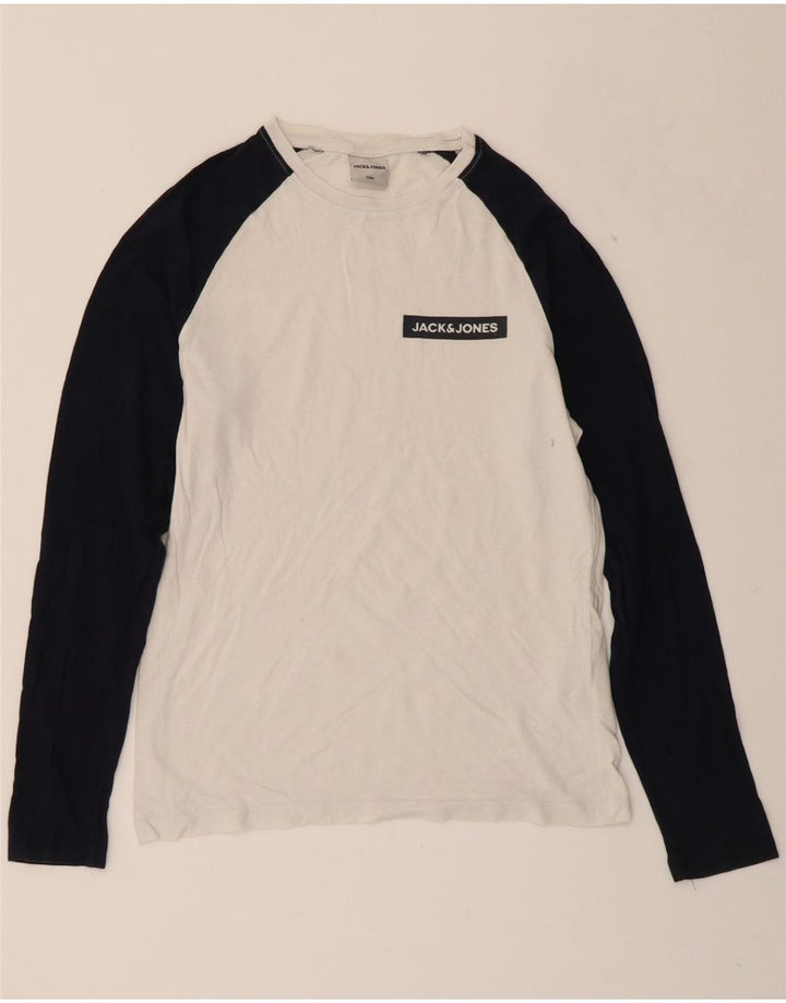 JACK & JONES Mens Top Long Sleeve XS White Colourblock Cotton Vintage Jack & Jones and Second-Hand Jack & Jones from Messina Hembry 