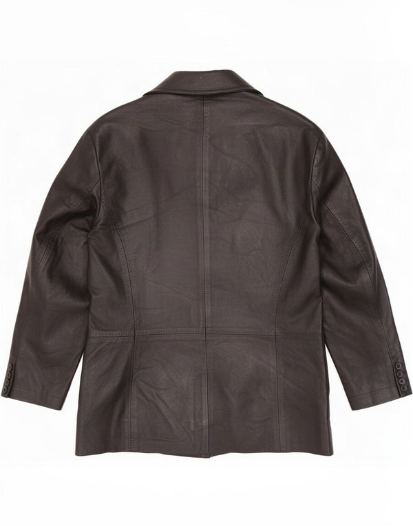 Vintage Damen 3/4 Ärmel Lederjacke IT 50 XL Schwarz