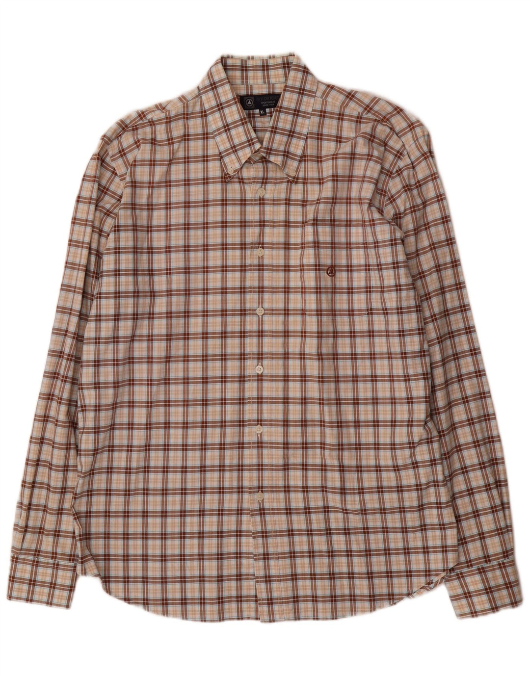 Ivy Oxford Herrenhemd XL, braun kariert, Baumwolle