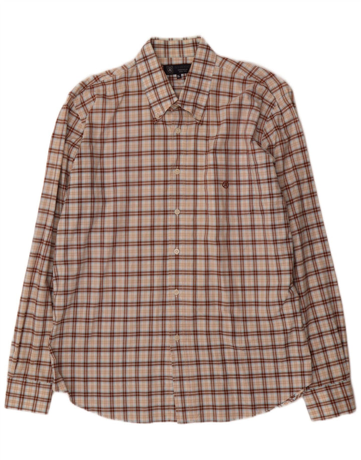 Ivy Oxford Herrenhemd XL, braun kariert, Baumwolle