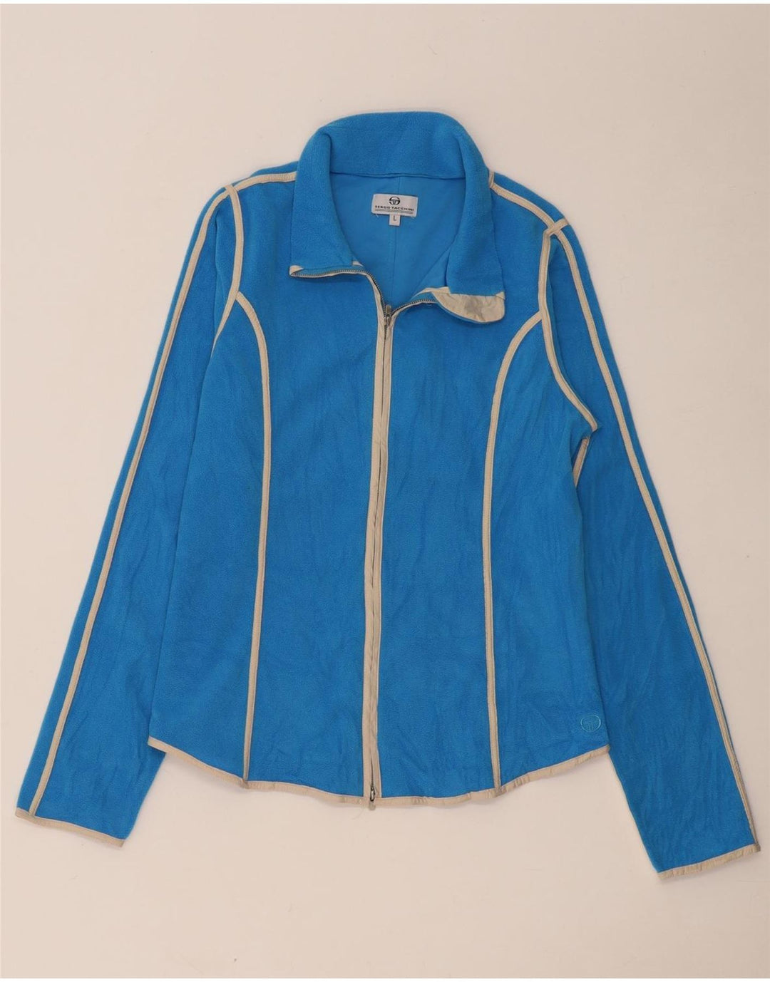 SERGIO TACCHINI Damen Fleecejacke UK 14 Großes blau gestreiftes Polyester