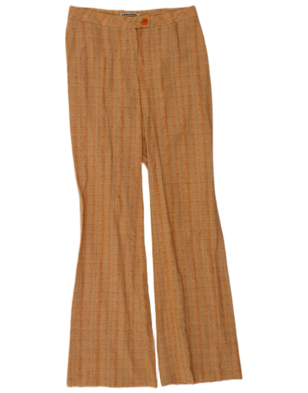 Vintage Damen Bootcut Anzughose IT 42 Medium W28 L34 Orange Karo