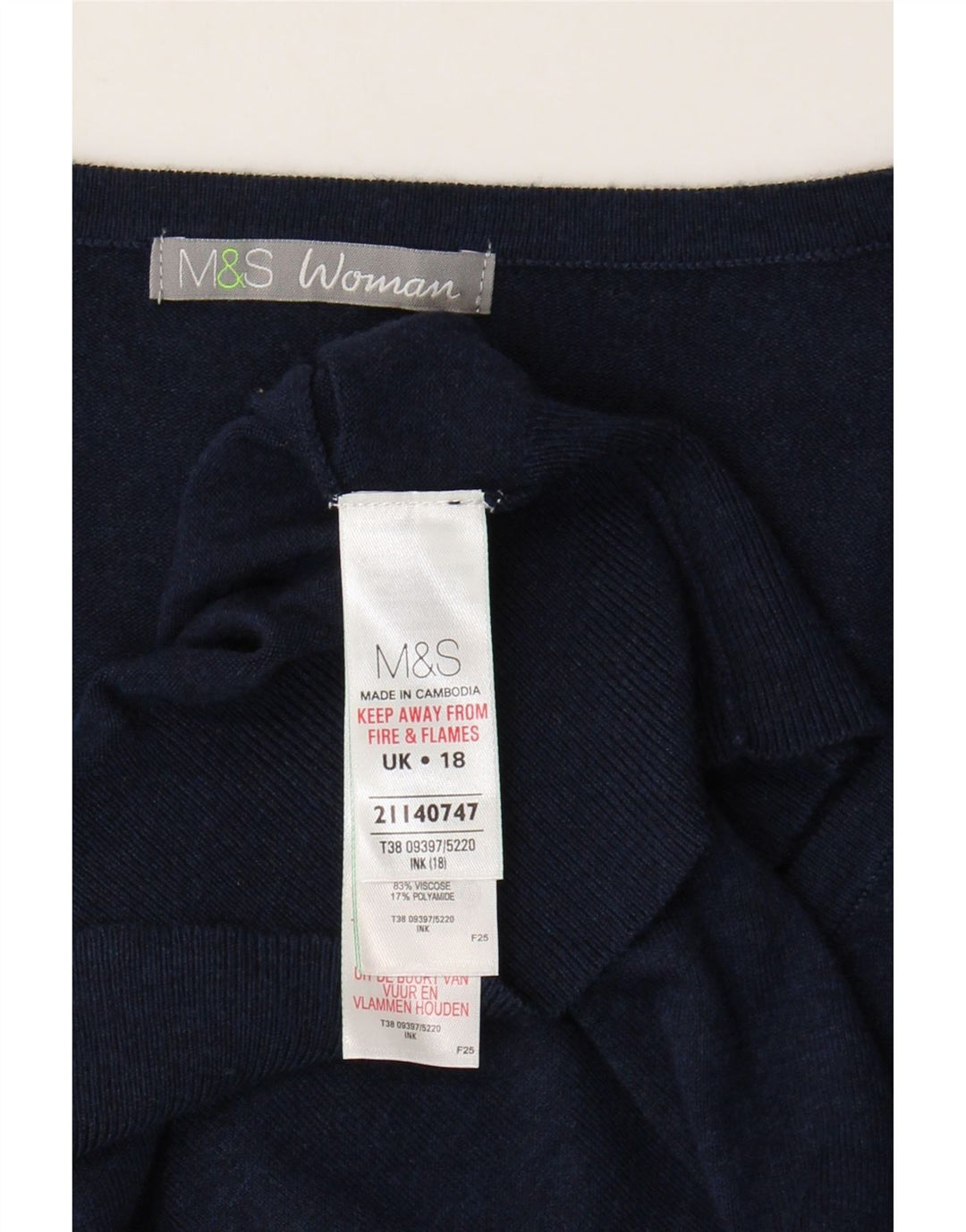 Marks & Spencer Damen Strickjacke UK 18 XL Marineblaue Viskose