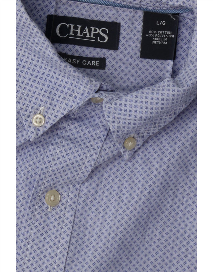 CHAPS Mens Easy Care Short Sleeve Shirt Large Blue Spotted Cotton Vintage Chaps and Second-Hand Chaps from Messina Hembry 