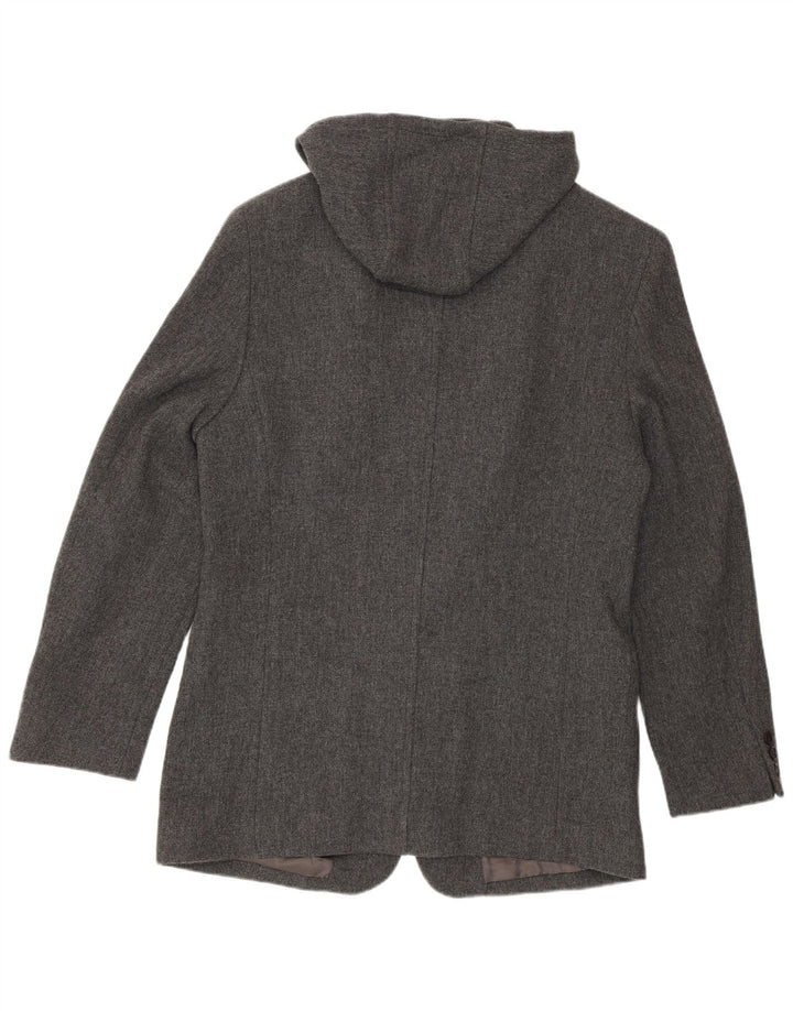 Zara Herren-Blazer mit 4 Knöpfen und Kapuze, UK 38, mittelgraue Wolle