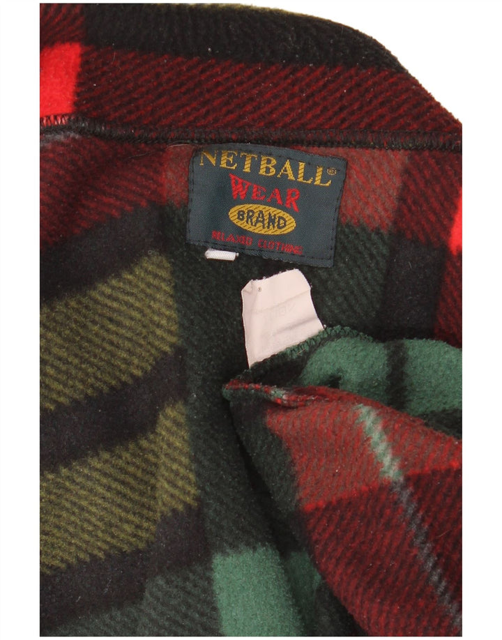 Vintage Herren-Overshirt aus Fleece, großes mehrfarbiges Karo-Polyester