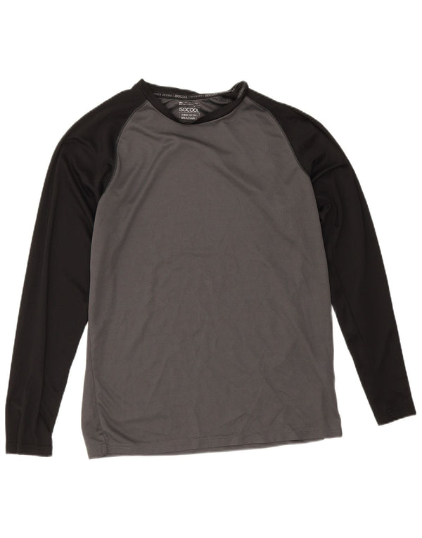Mountain Warehouse IsoCool-Oberteil für Herren, langärmlig, klein, Grau, Farbblock