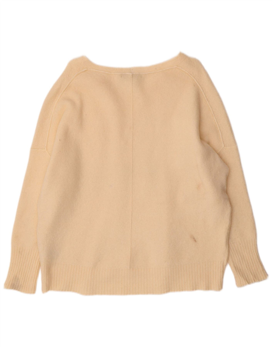 All Saints Damen-Pullover, übergroß, V-Ausschnitt, UK 14, mittelbeige Wolle