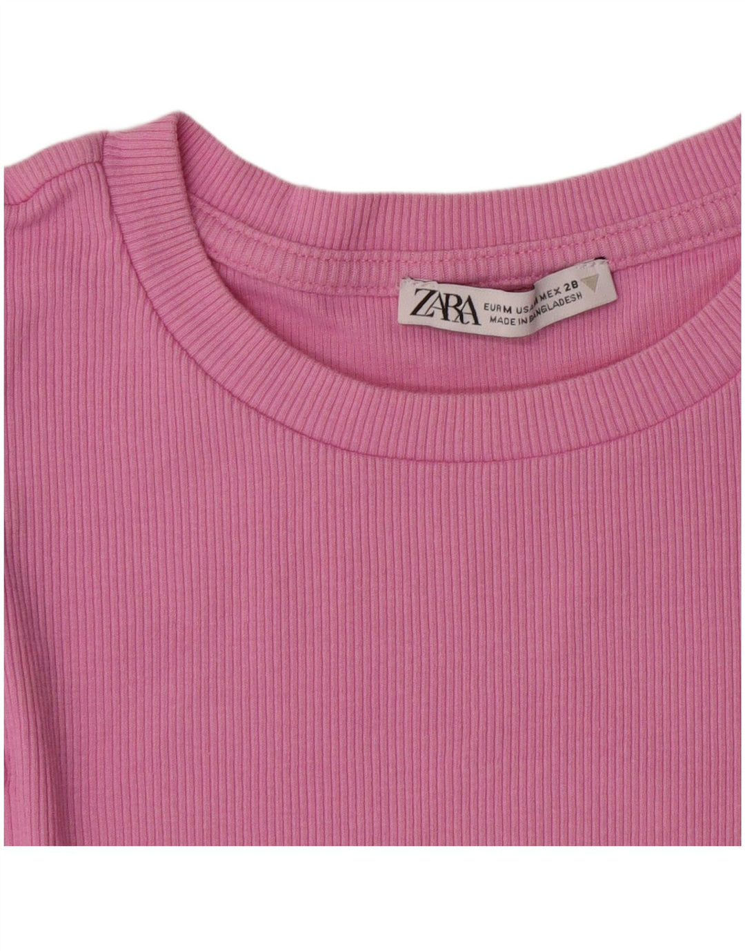 Zara Damen Crop T-Shirt Top UK 12 Mittelrosa