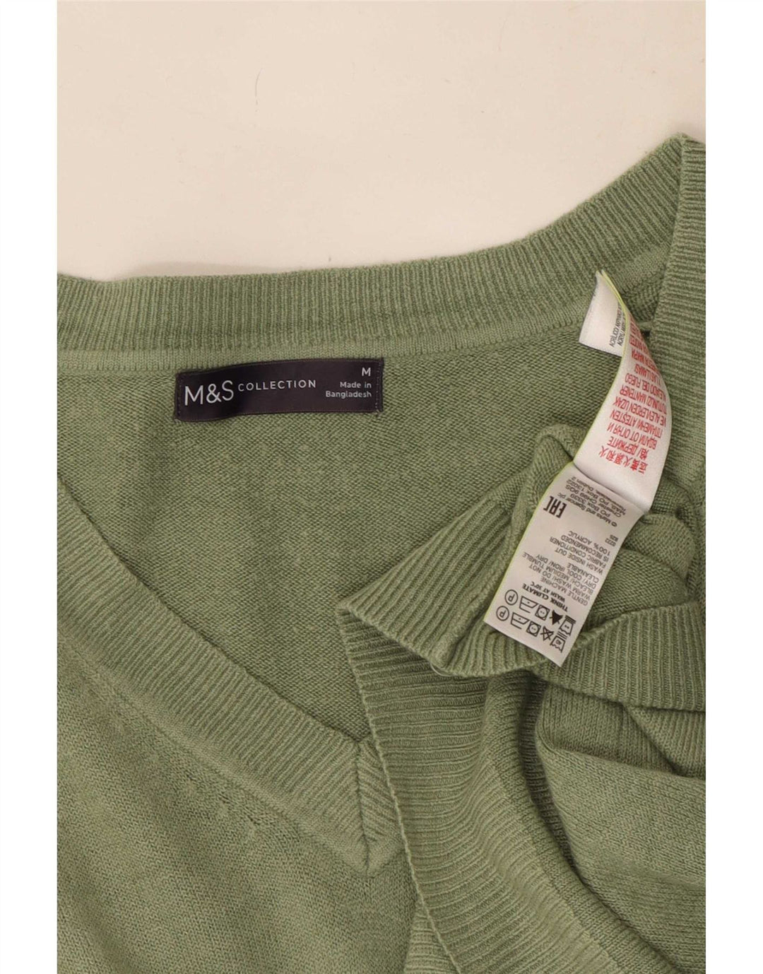 Marks & Spencer Damen-Pullover mit V-Ausschnitt, UK 14, Mittelgrün, Acryl