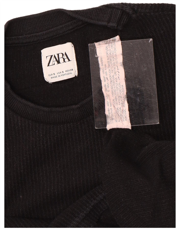ZARA Herren T-Shirt Top Small Schwarz Baumwolle
