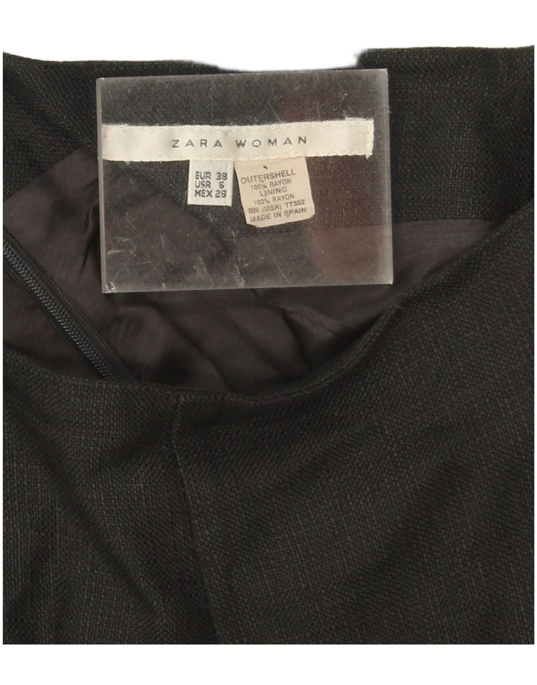 Zara Damen gerader Rock EU 38 Small W28 Schwarz Rayon