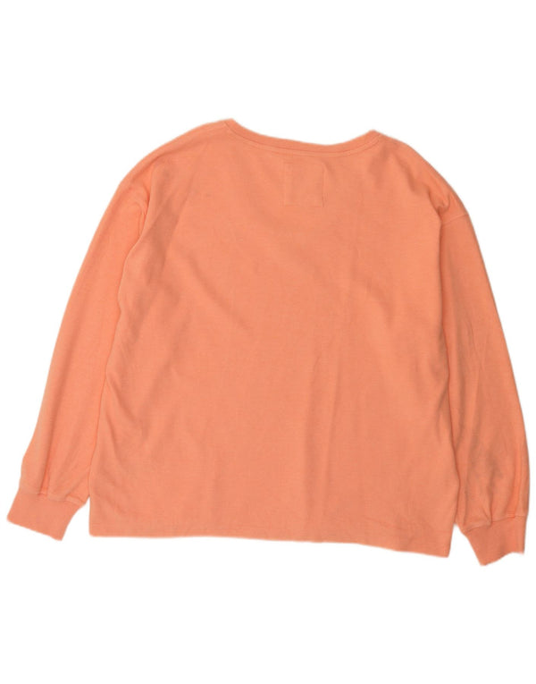 Fat Face Damen Übergroßes Top Langarm UK 16 Large Orange Baumwolle