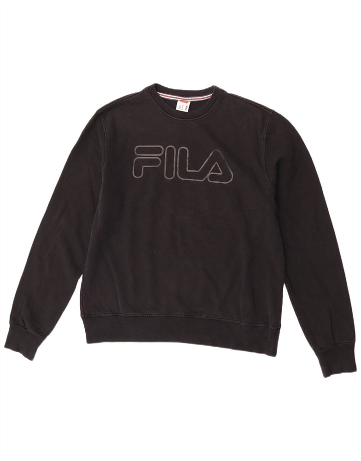 Fila Damen Grafik-Sweatshirt-Pullover IT 42 Mittelschwarze Baumwolle