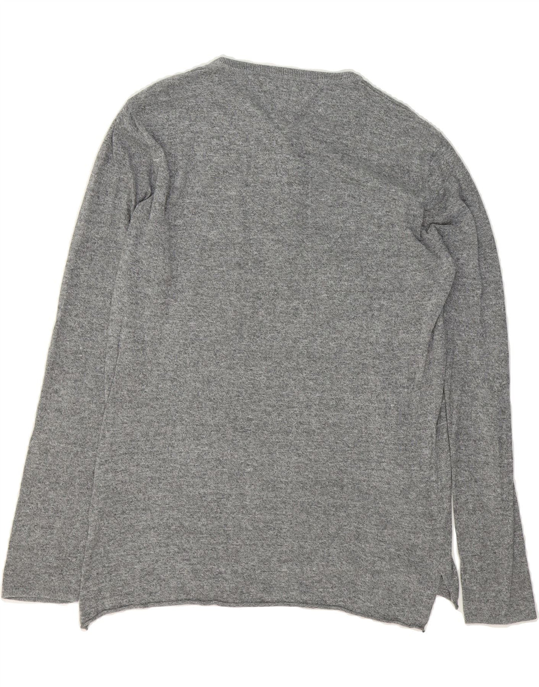 TOMMY HILFIGER Mens Button Neck Jumper Sweater Small Grey Flecked Cotton Vintage Tommy Hilfiger and Second-Hand Tommy Hilfiger from Messina Hembry 