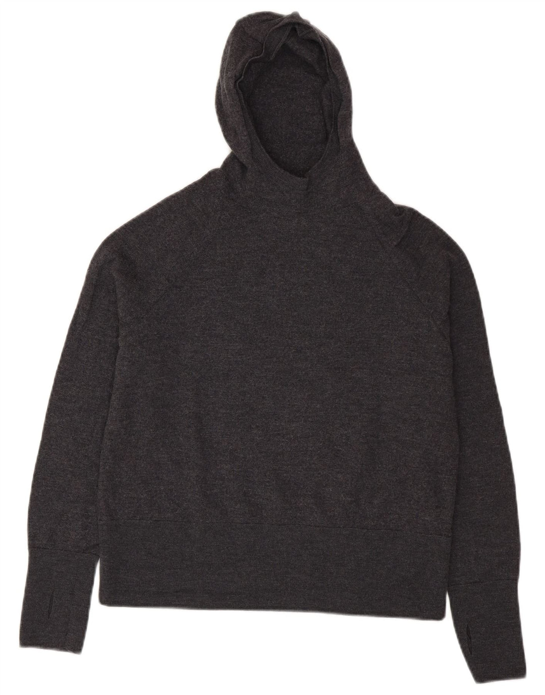 Cos Damen Crop Kapuzenpullover Pullover UK 14 Mittelgraue Wolle