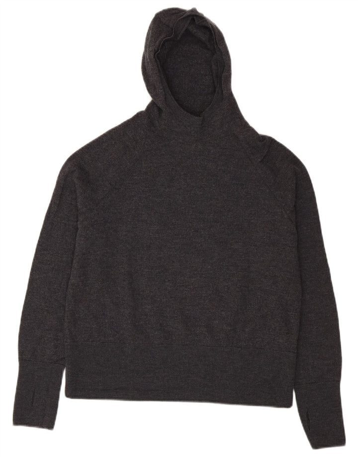 Cos Damen Crop Kapuzenpullover Pullover UK 14 Mittelgraue Wolle
