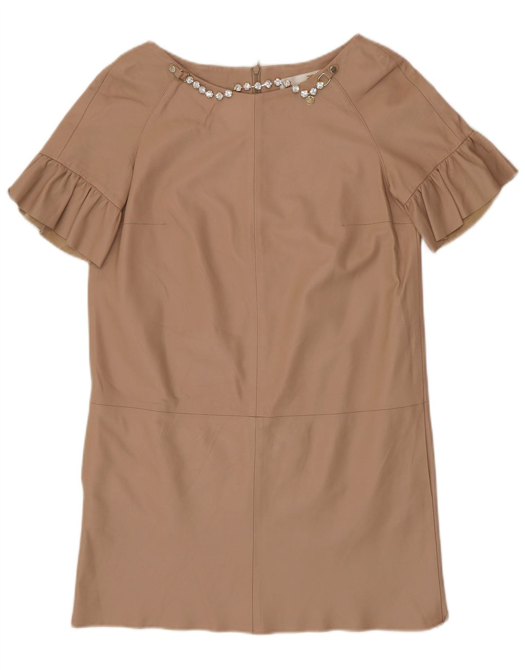 ELISABETTA FRANCHI Damen Lederkleid IT 42 Mittelbeiges Leder