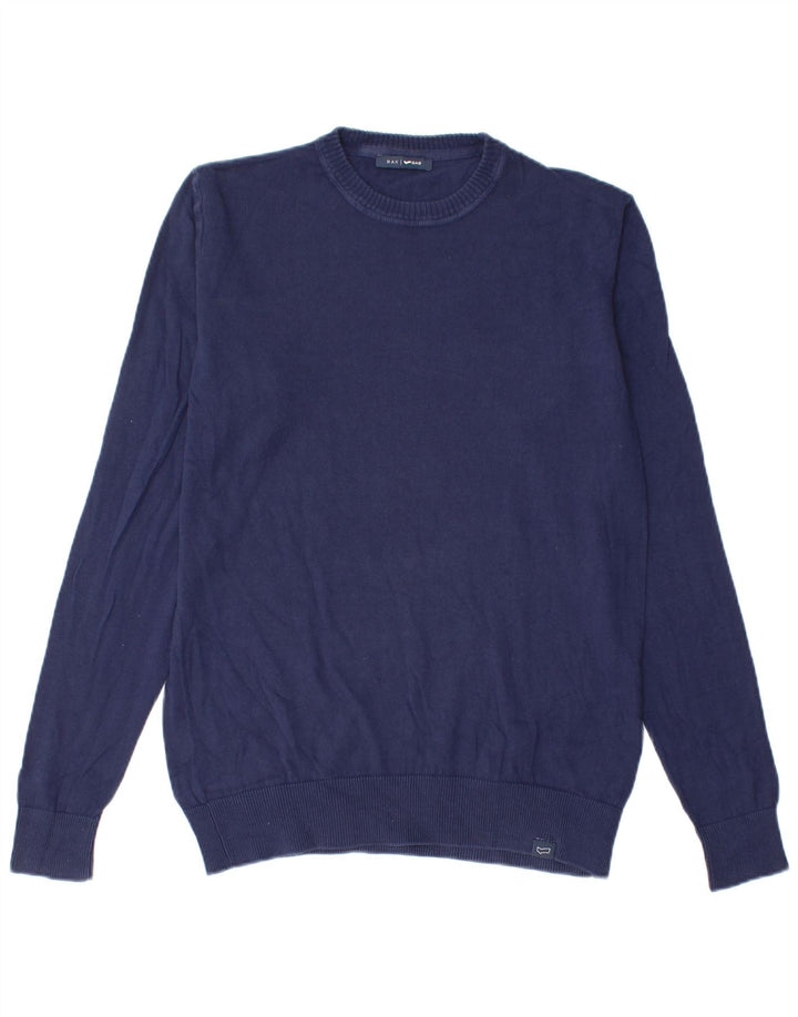 Gas Herren-Pullover mit Rundhalsausschnitt, mittlere marineblaue Baumwolle