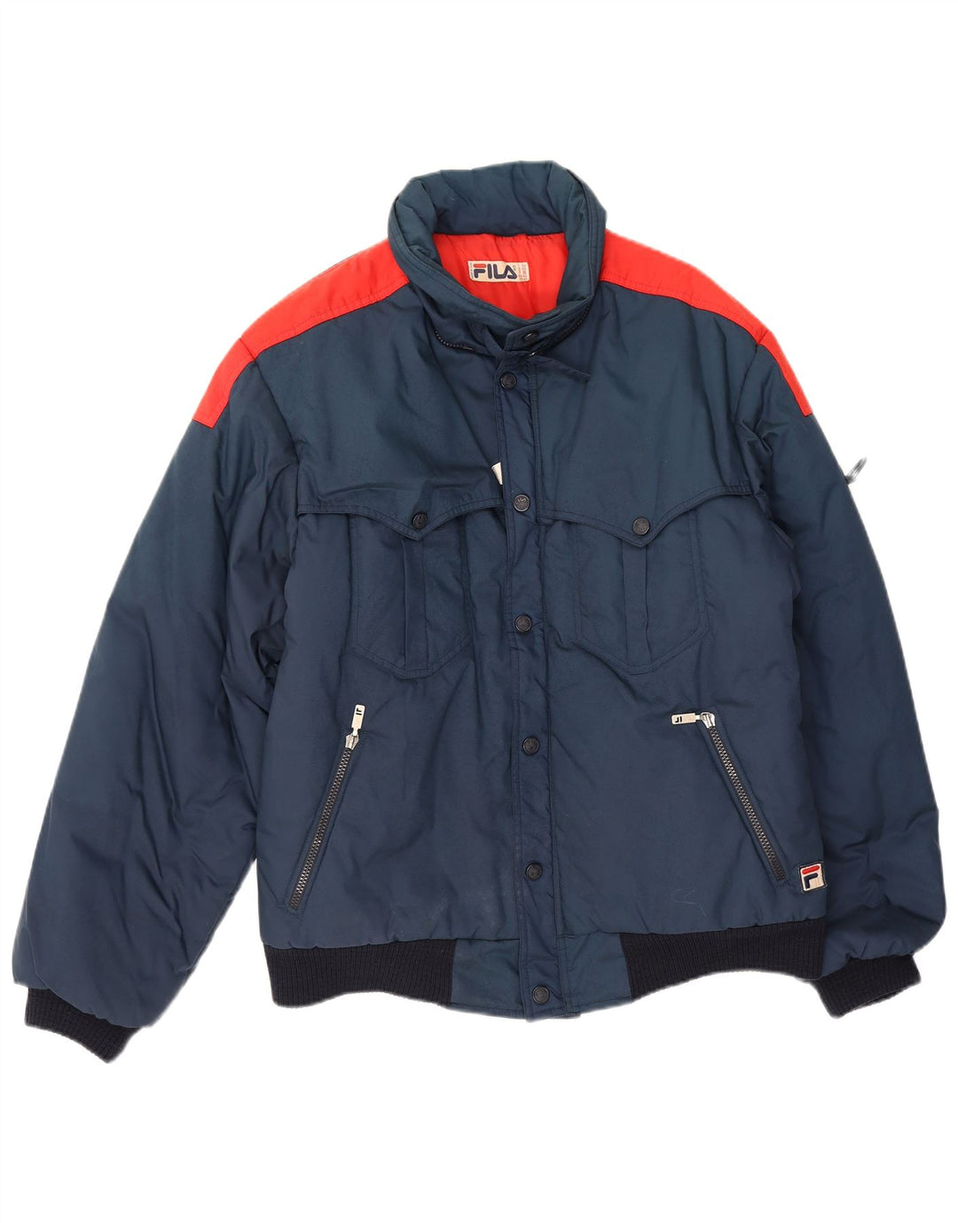 Fila Herren Wattierte Jacke IT 52 XL Marineblau Colourblock Polyamid