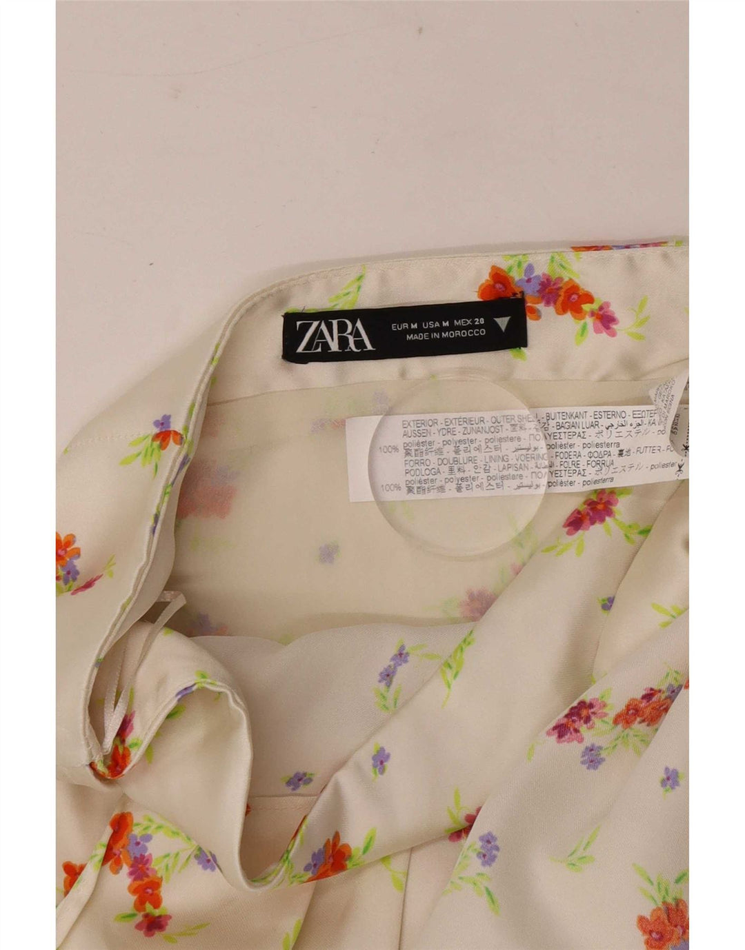 Zara Damen Minirock Medium W28 Weiß geblümtes Polyester