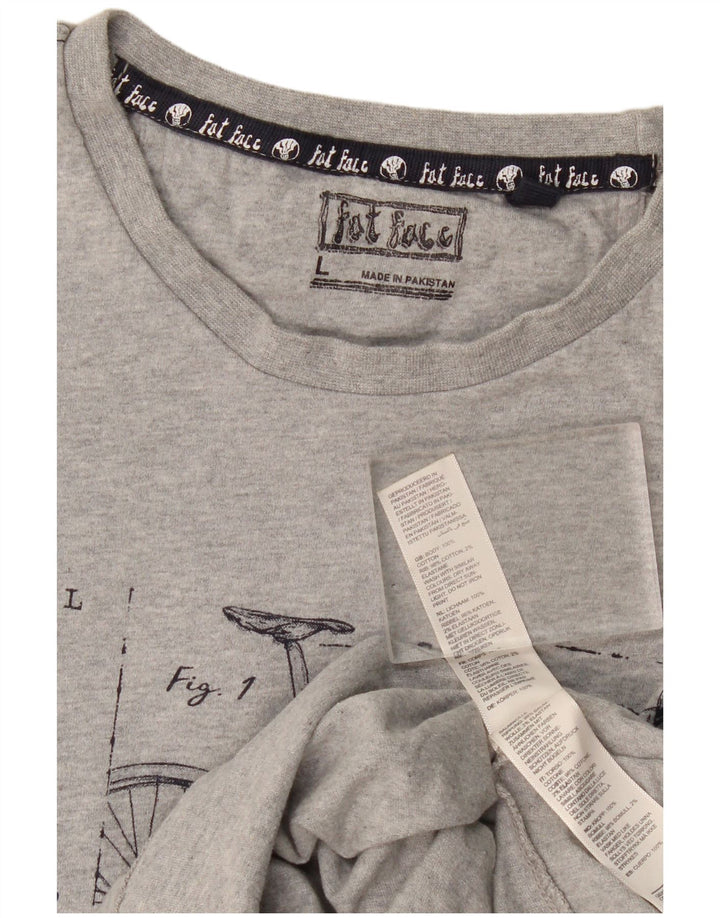 Fat Face Herren-T-Shirt mit Grafik, groß, grau gesprenkelte Baumwolle