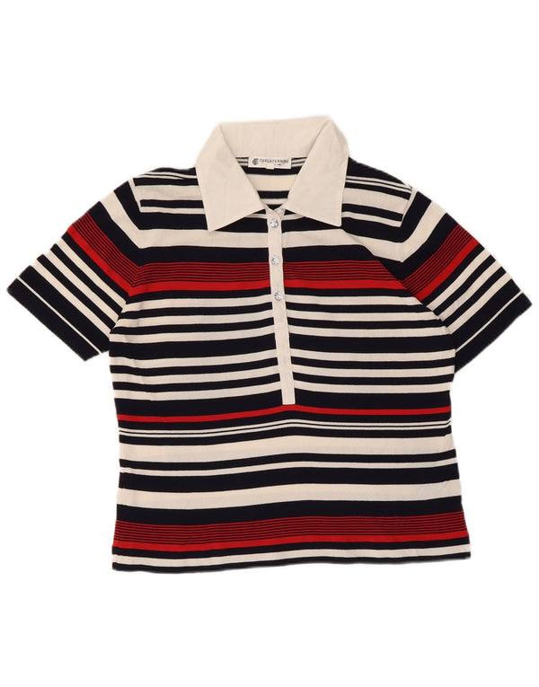 CARLA FERRONI Damen Poloshirt UK 12 Medium Mehrfarbig gestreift Viskose