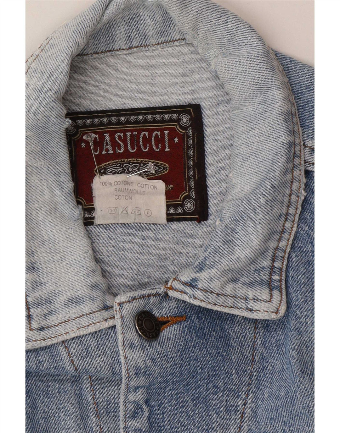 Casucci Herren Jeansjacke UK 40 Große blaue Baumwolle