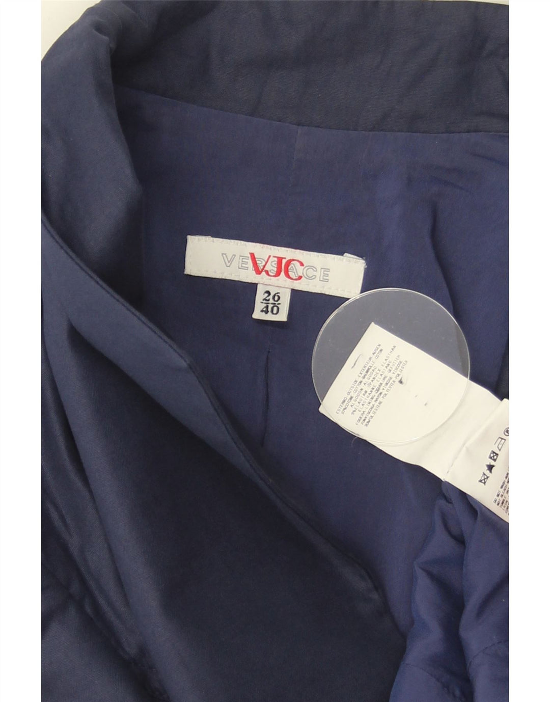 Versace Damen 1-Knopf-Blazerjacke IT 40 Small Marineblaue Baumwolle